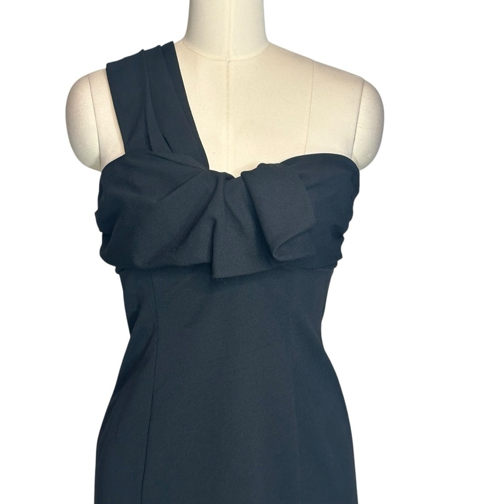 Trina Turk Times Square  Black One Shoulder Cocktail Mini Dress | Size 8 - Picture 6 of 8